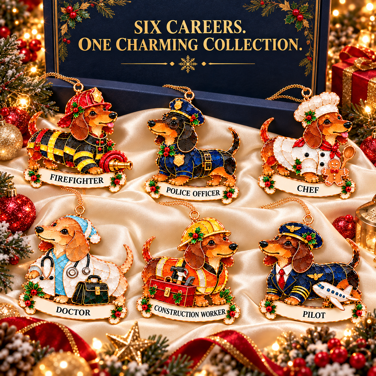 2026 Dachshunds at Work Christmas Ornaments 