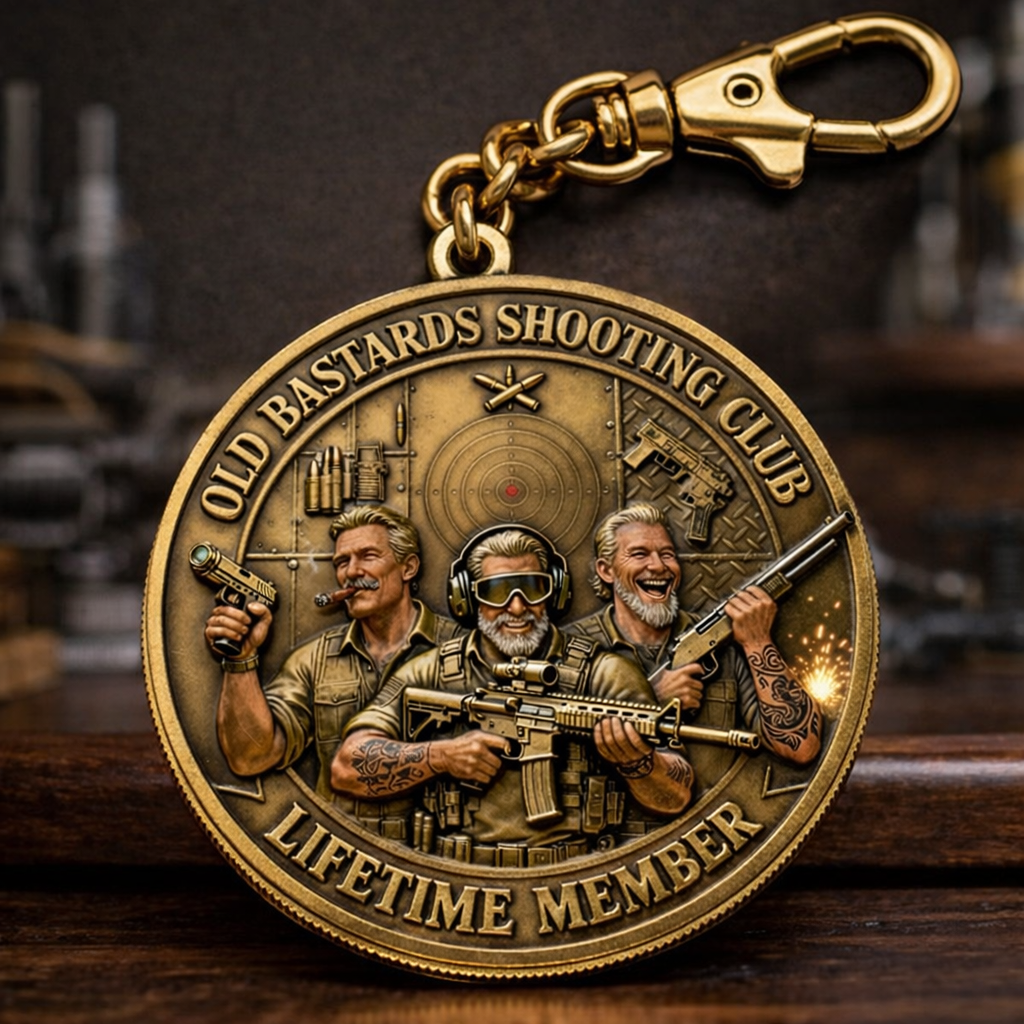 Old Bastards Shooting Club – Lifetime Member Vintage Metal Keychain