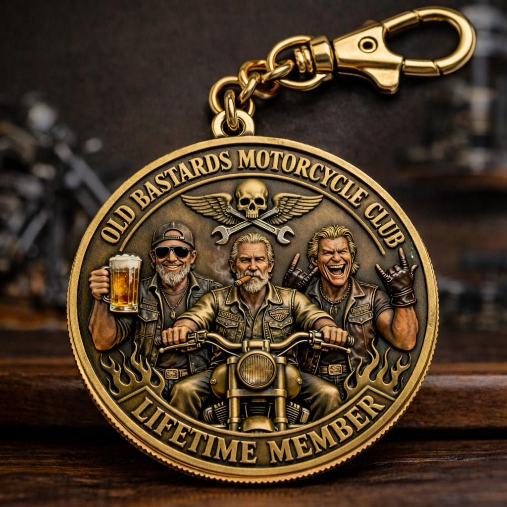 Old Bastards Motorcycle Club – Lifetime Member Vintage Metal Keychain