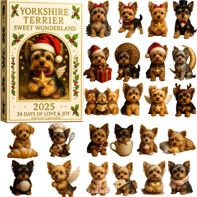 🌲Christmas Gift--🐾 Yorkshire Terrier Sweet Wonderland Advent Calendar 2025 🎄