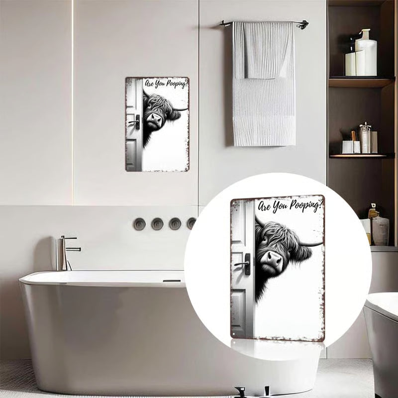 🔥🔥New Year 50% Off--Vintage Highland Cow Sign – FunnyAre You Pooping? Wall Decor😂