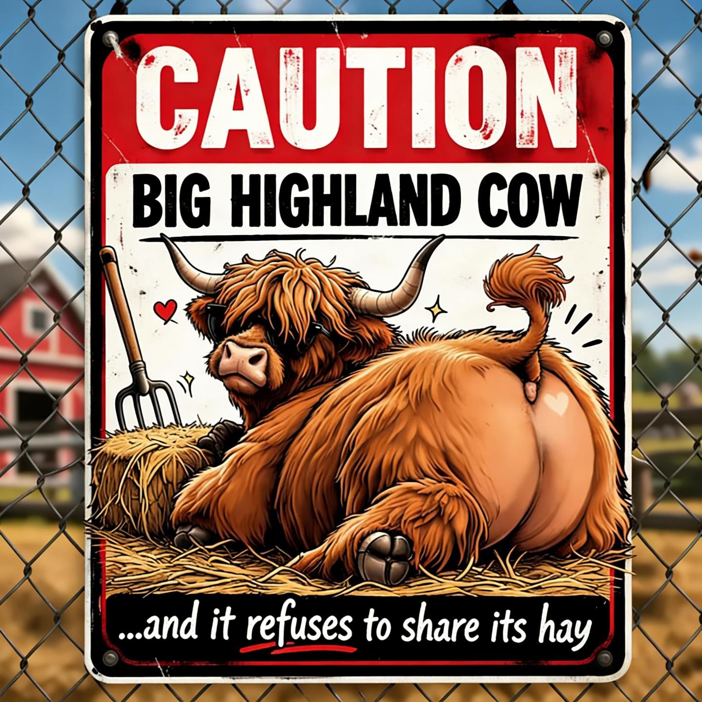 🐄 Farmhouse Humor Metal Sign – Boundaries Never Looked This Good