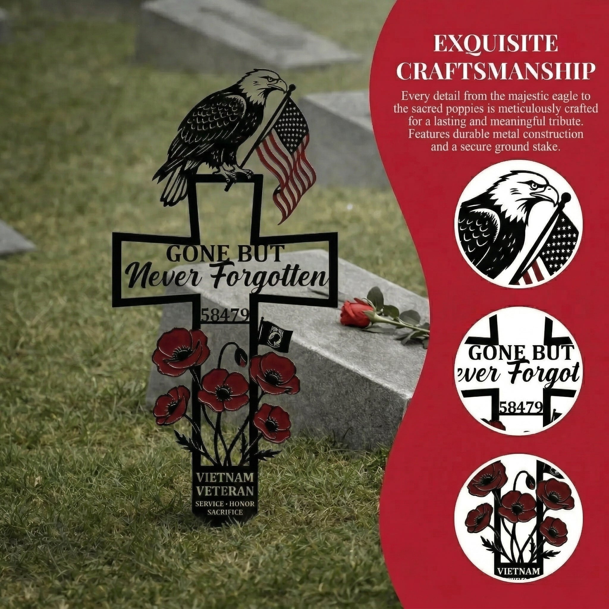 🇺🇸 Last Day Promo: 49% OFF ✝️ Vietnam Veteran Memorial Grave Marker Cross