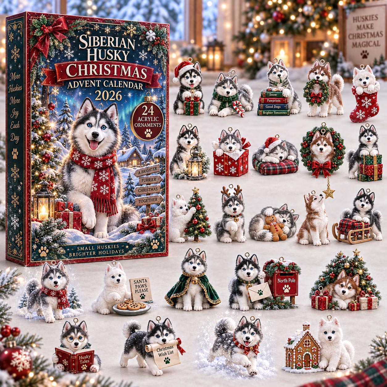 Siberian Husky Christmas Advent Calendar 2026 