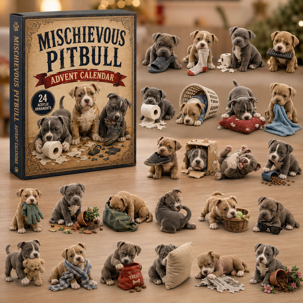 CHRISTMAS KICKOFF 49% OFF - Mischievous Pitbull Advent Calendar 2026 - 24-Day Festive Countdown