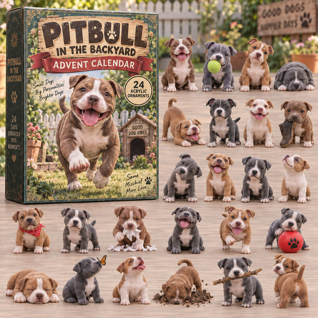 CHRISTMAS KICKOFF 49% OFF - Pitbull In Backyard Advent Calendar 2026 - 24-Day Festive Countdown