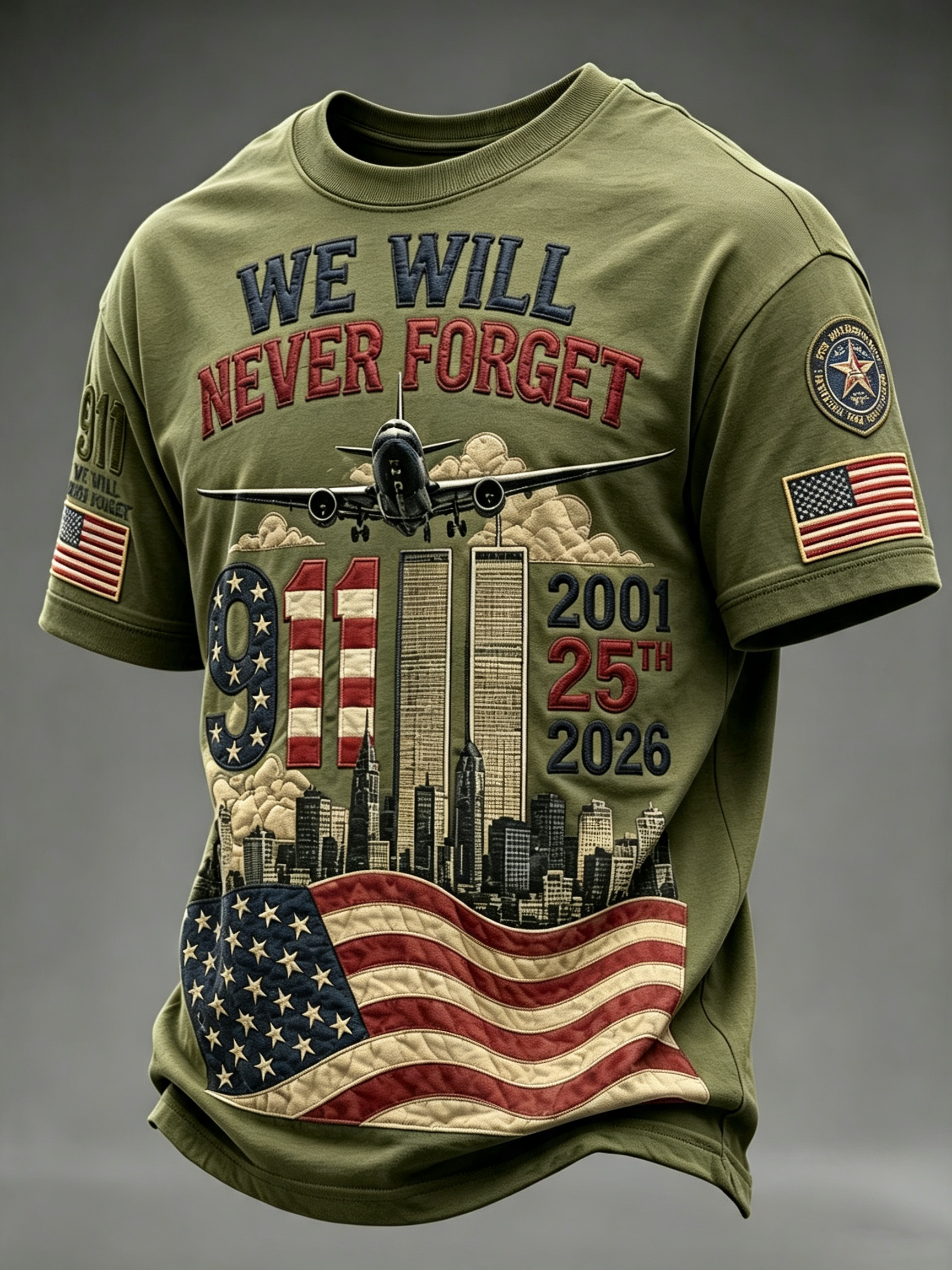 Men'S 9.11 Never Forget Printed T-Shirt