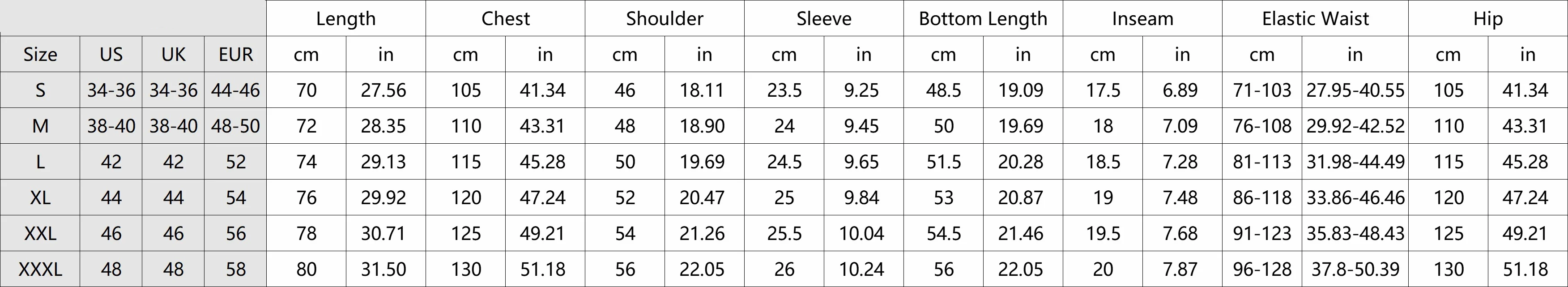 Size chart
