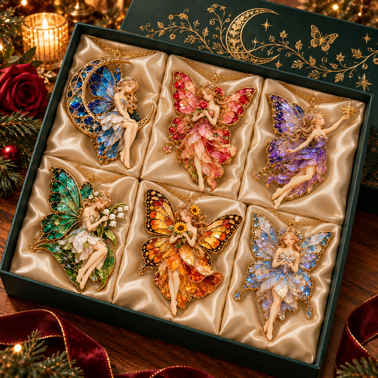 ✨ 2026 Enchanted Stained Glass Fairy Christmas Ornaments 