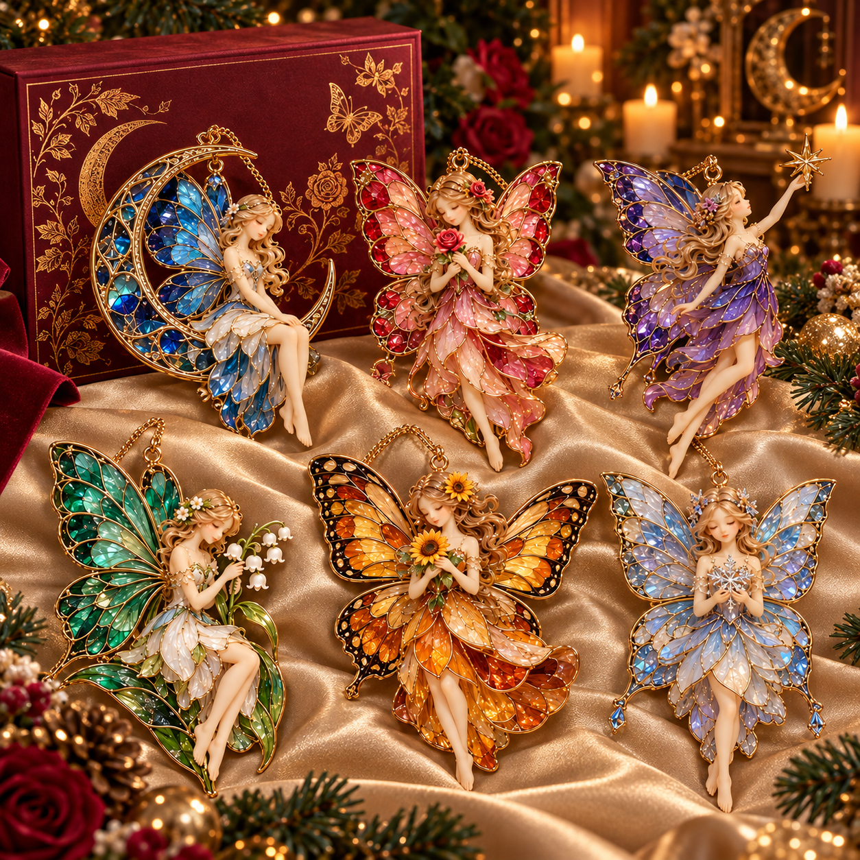 ✨ 2026 Enchanted Stained Glass Fairy Christmas Ornaments 