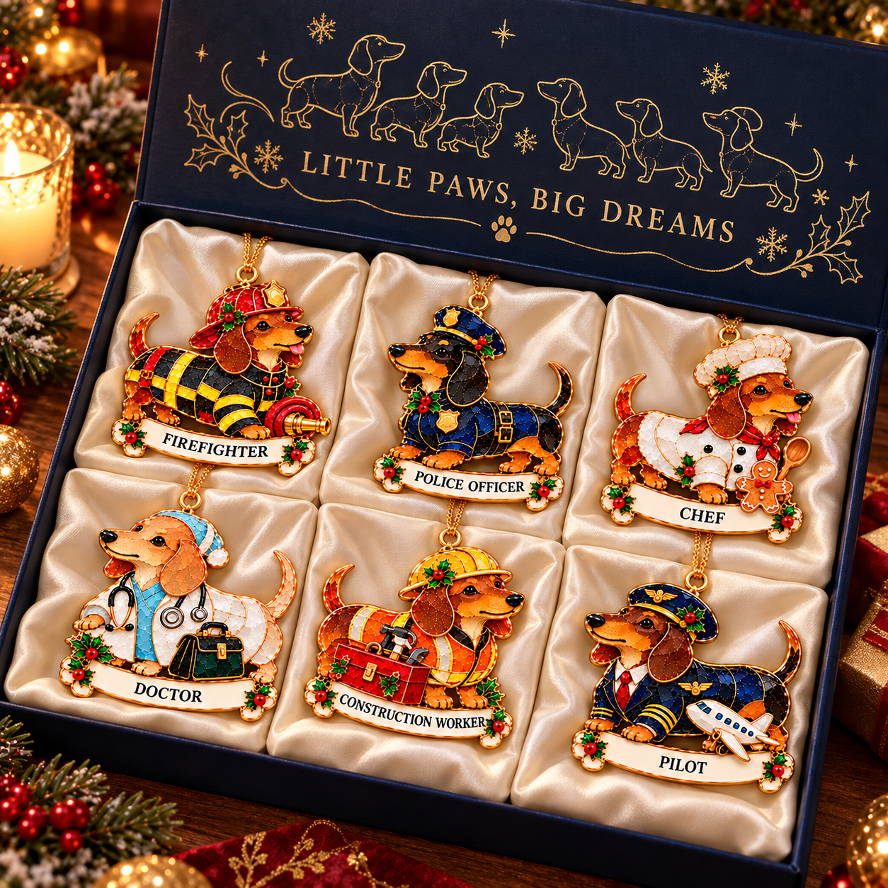 2026 Dachshunds at Work Christmas Ornaments 