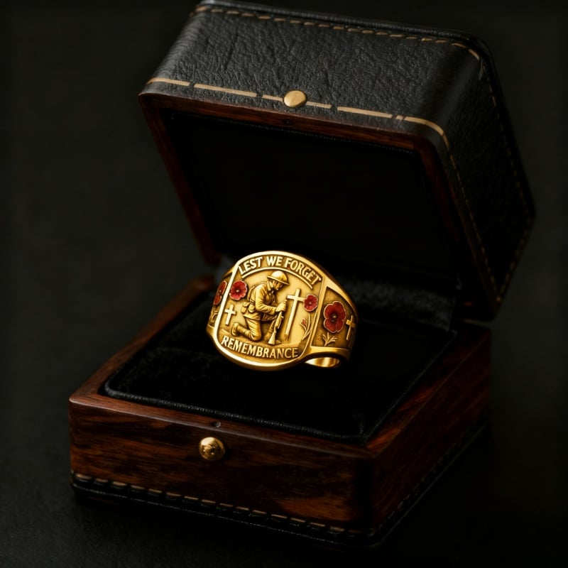 🌹 2026 Remembrance Soldier Ring 💍 Lest We Forget — Honoring the Fallen