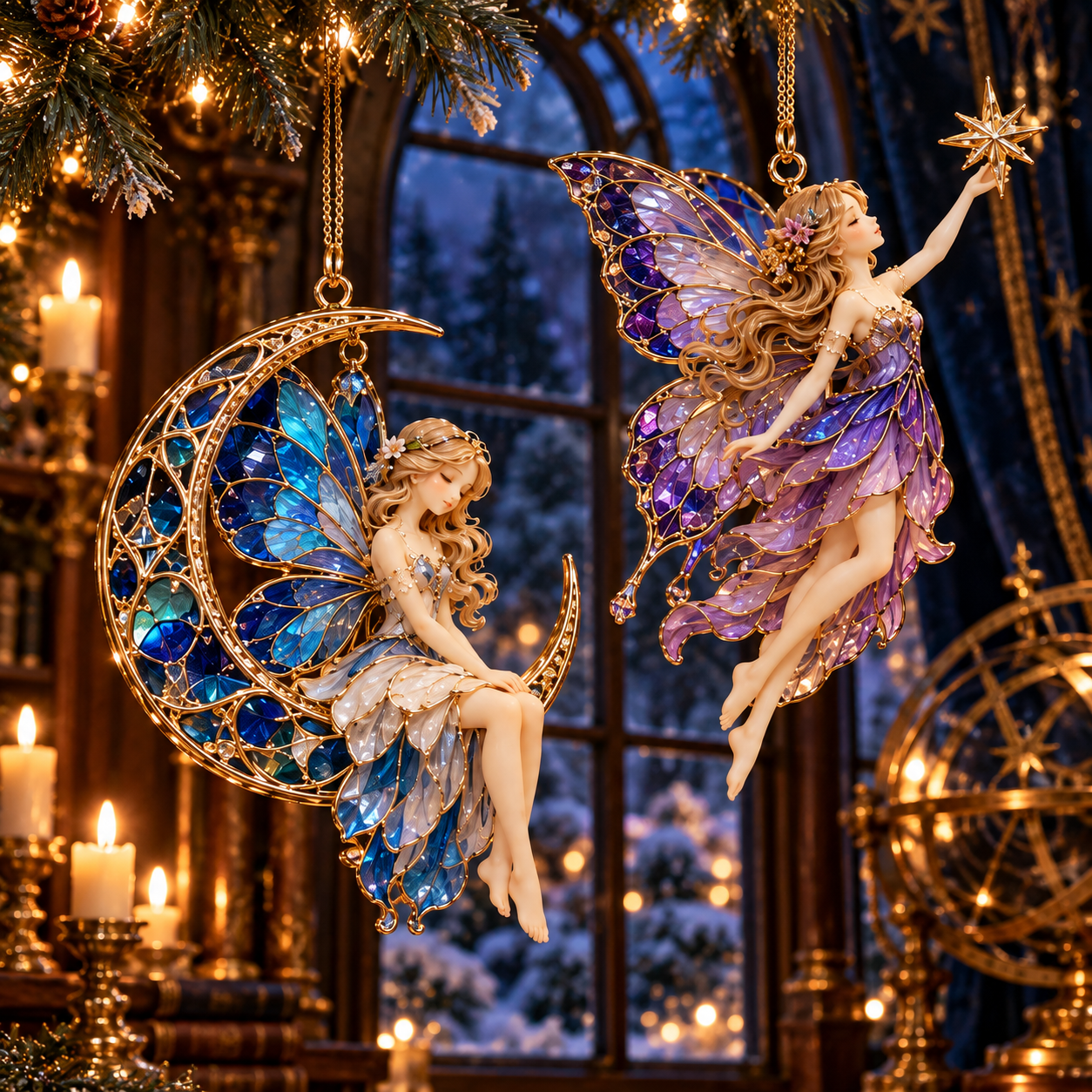 ✨ 2026 Enchanted Stained Glass Fairy Christmas Ornaments 