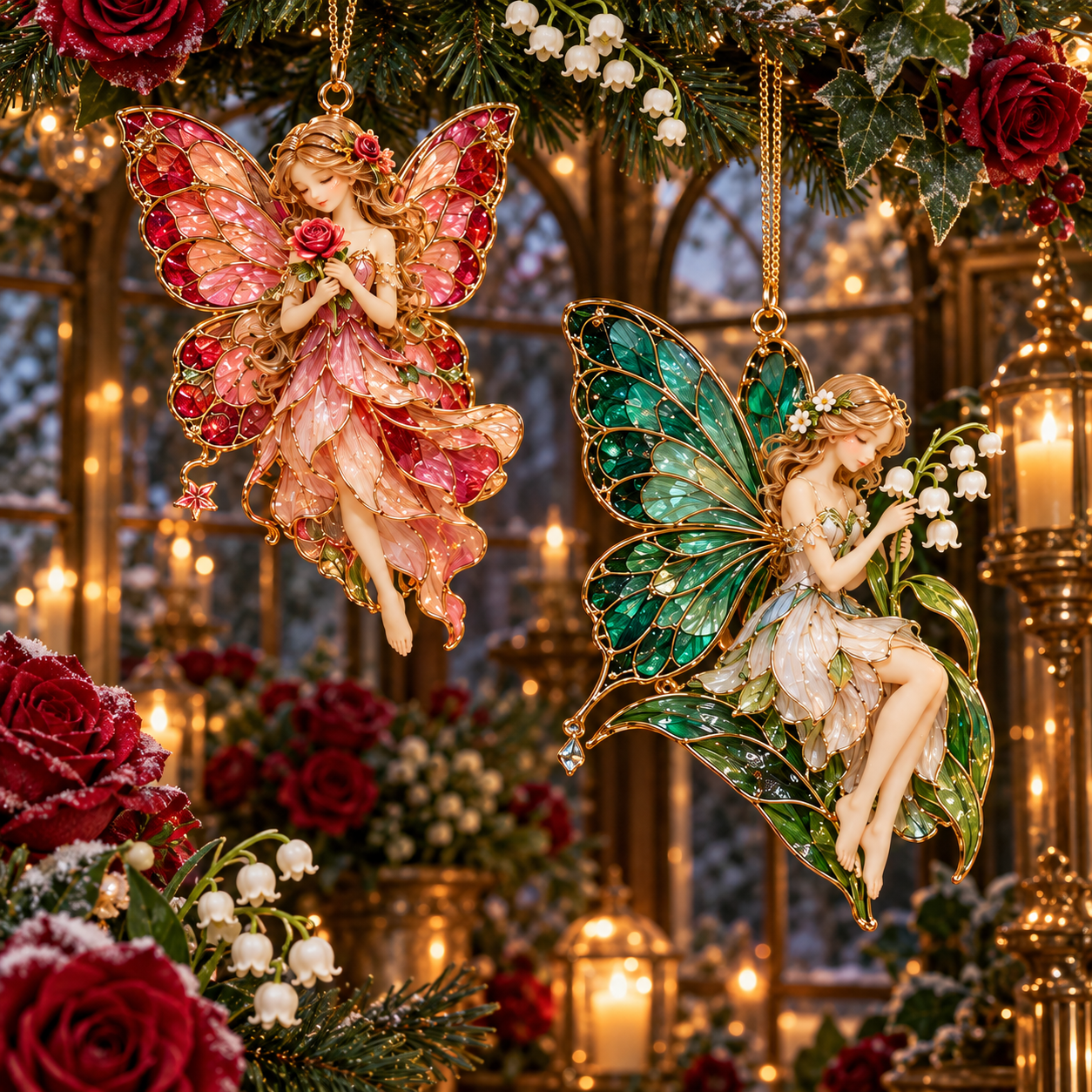 ✨ 2026 Enchanted Stained Glass Fairy Christmas Ornaments 