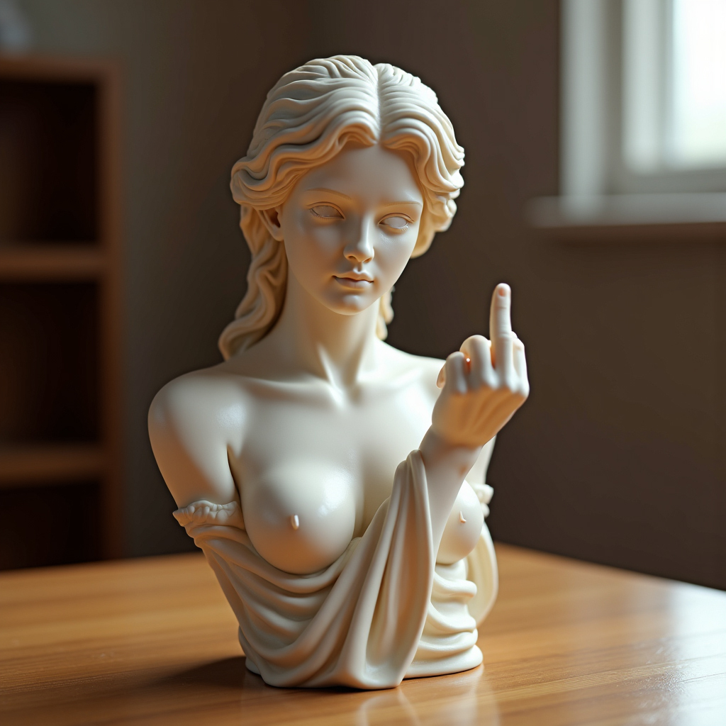 Venus with Attitude: The Middle Finger Statue - Bold Art for Modern Rebels
