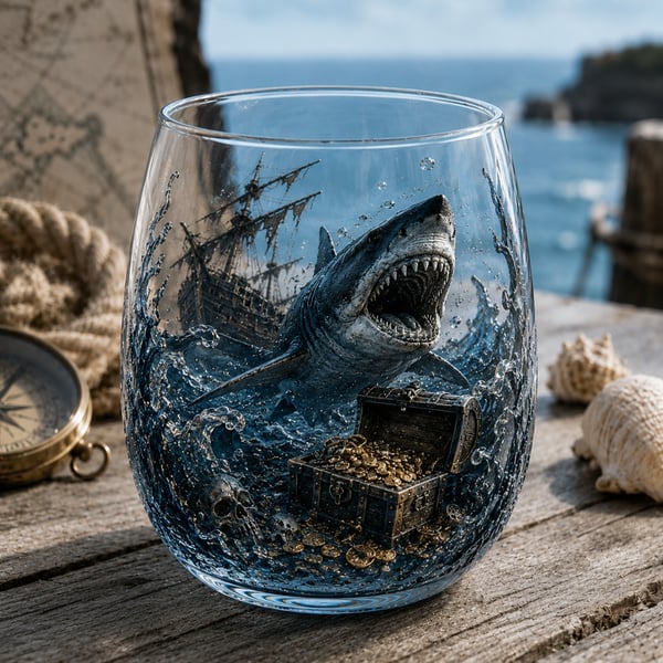 🌊 Release The Kraken Pirate Glass Collection | 7-Piece Legendary Ocean Treasure Crystal Set for Whiskey Lovers & Home Bar Collectors ⚓✨
