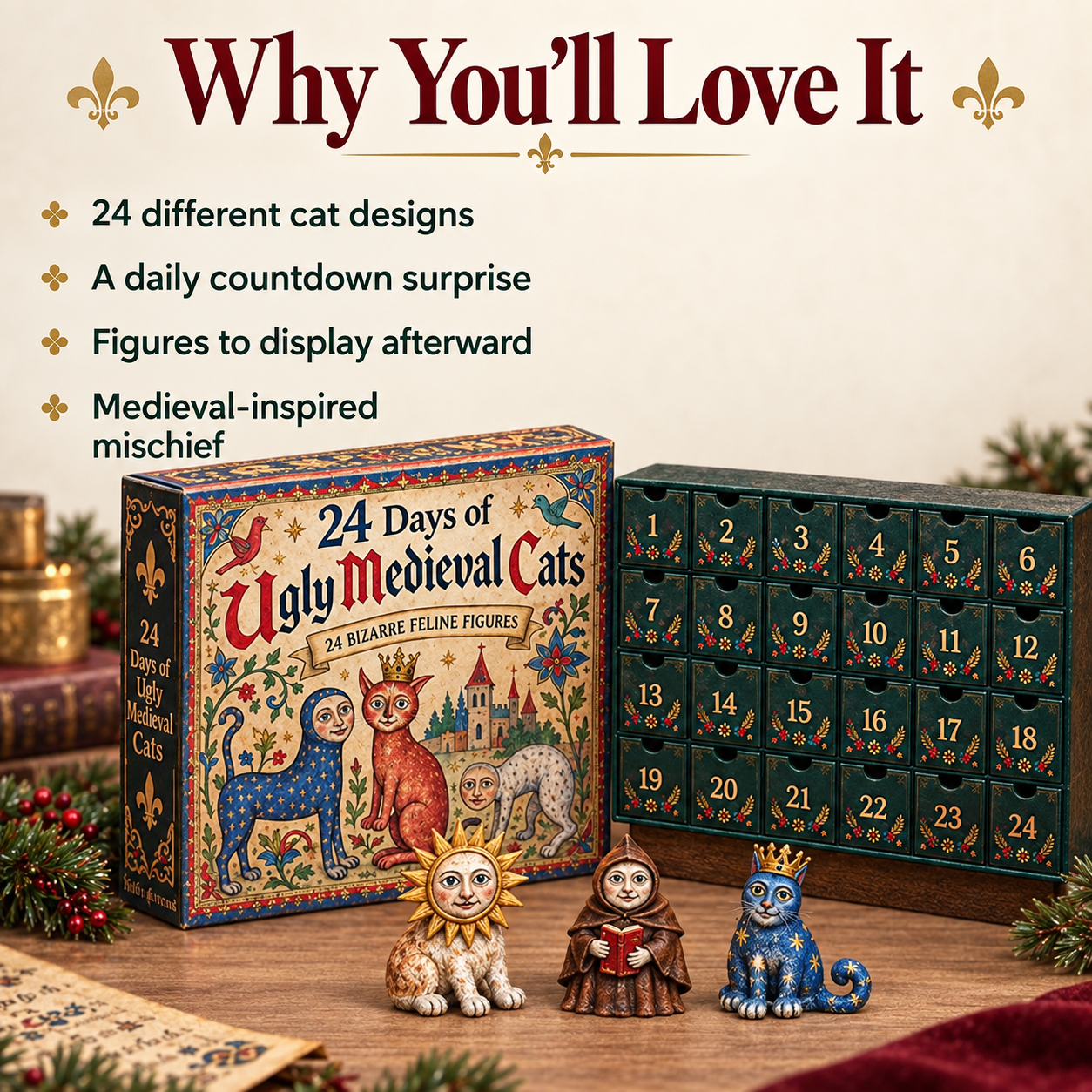 🐈🏰 24 Days of Ugly Medieval Cats – Hilariously Weird Cat Advent Calendar 2026