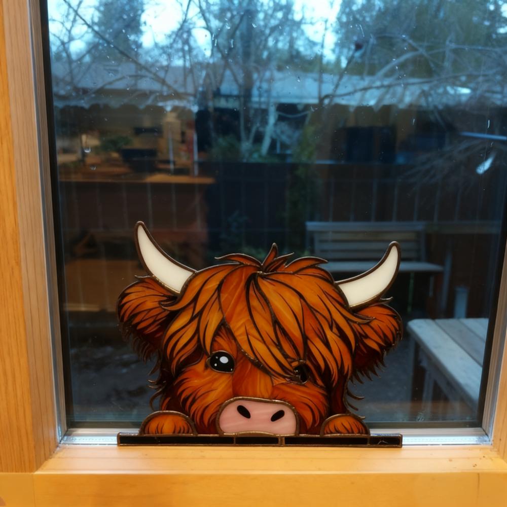 Highland Cow Window Corner Decor