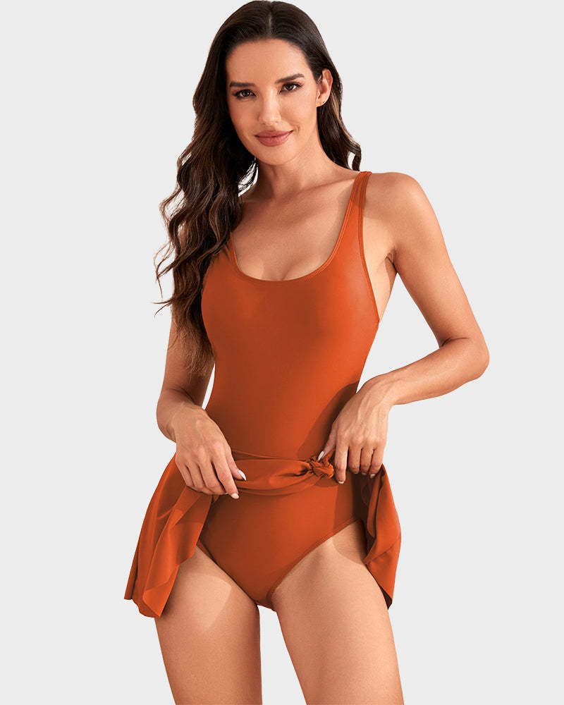 👙LAST DAY SALE 💃Women's One Piece Tummy Control Tie Knot Swimsuit
