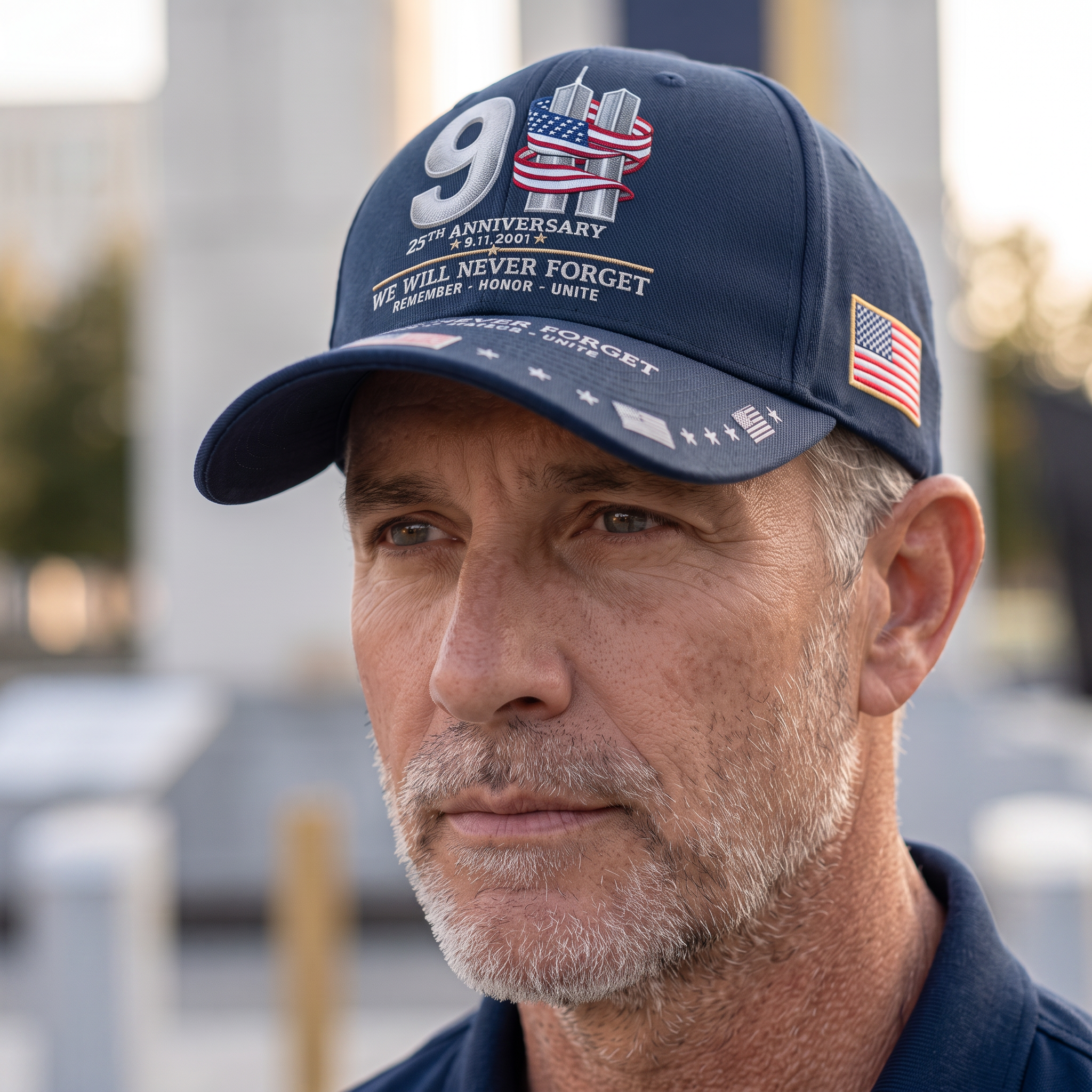 9/11 25th Anniversary We Will Never Forget Embroidered Memorial Baseball Cap