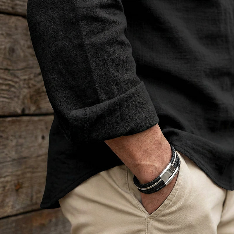 🔥Limited-time offer – Plain shirt in linen-cotton blend for men