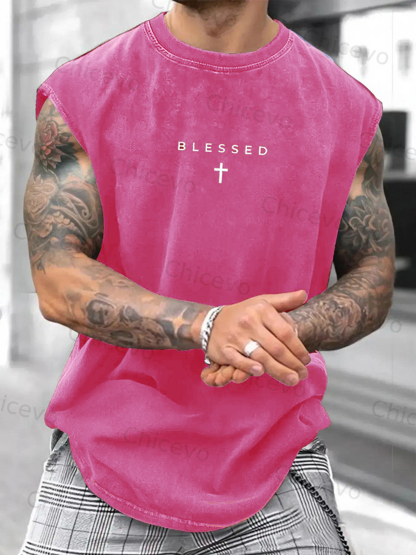 Men's Loose-Fit Sleeveless Short Graphic T-Shirt