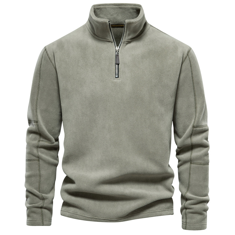 Men's half-zip stand-up collar lamb wool sweater