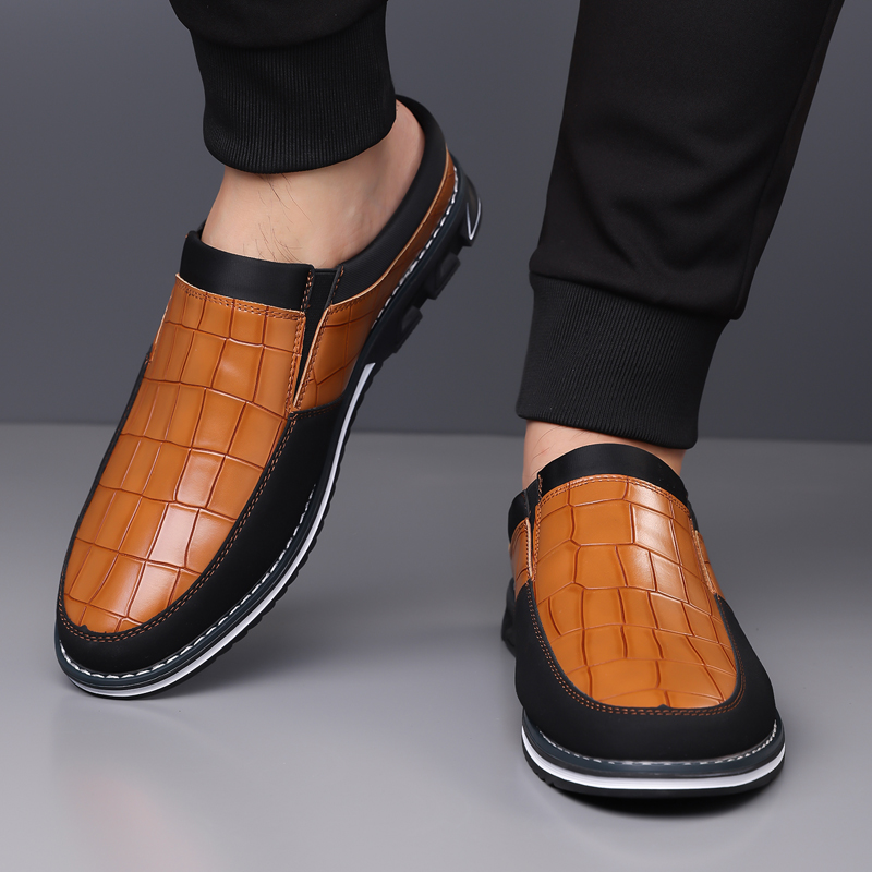 Men's Fashion Calfskin Leather Slippers