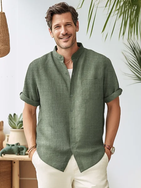 Men's Linen Hawaiian Short Sleeve Shirt