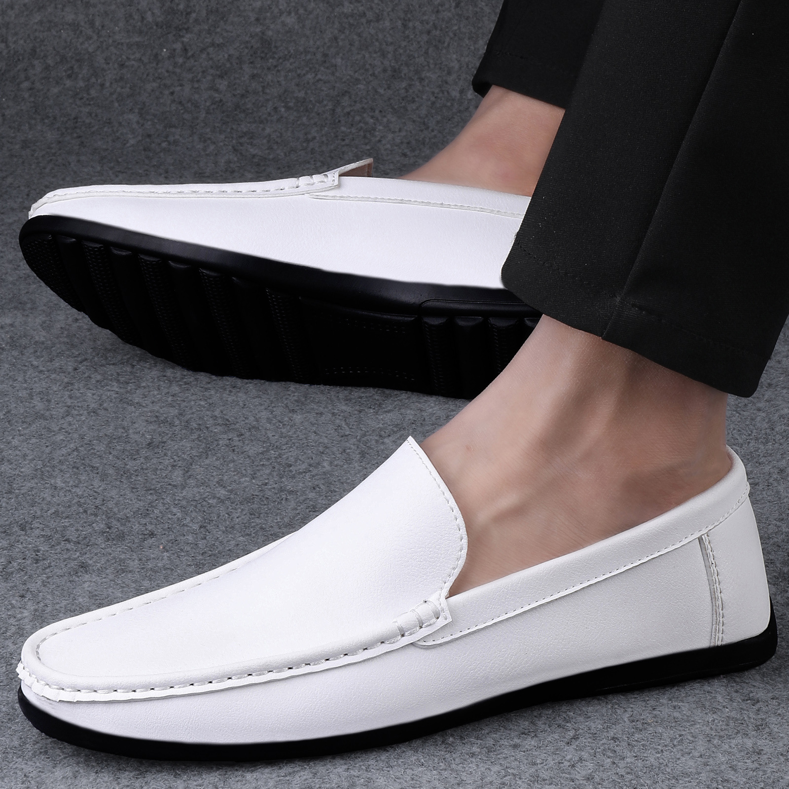 Solid color trendy casual leather shoes