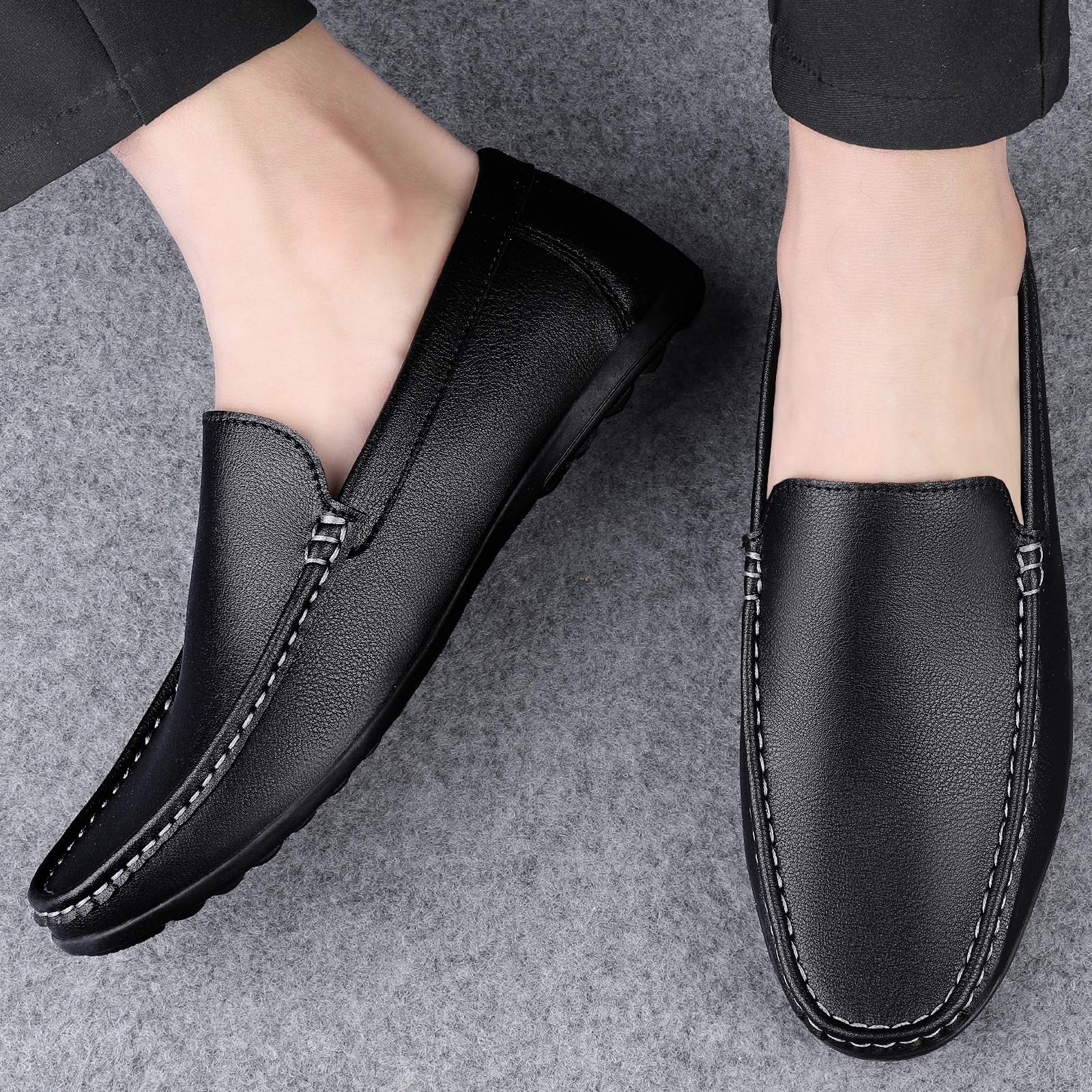 Solid color trendy casual leather shoes