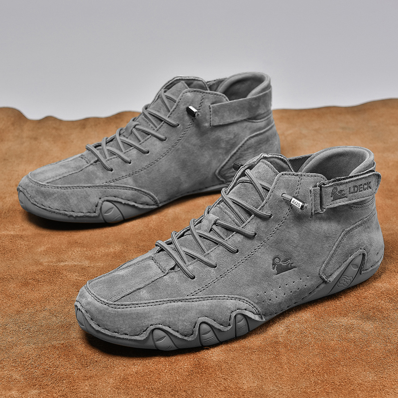 Last Day 50% OFF🔥Men's Handmade Outdoor Waterproof Suede Velcro High Boots