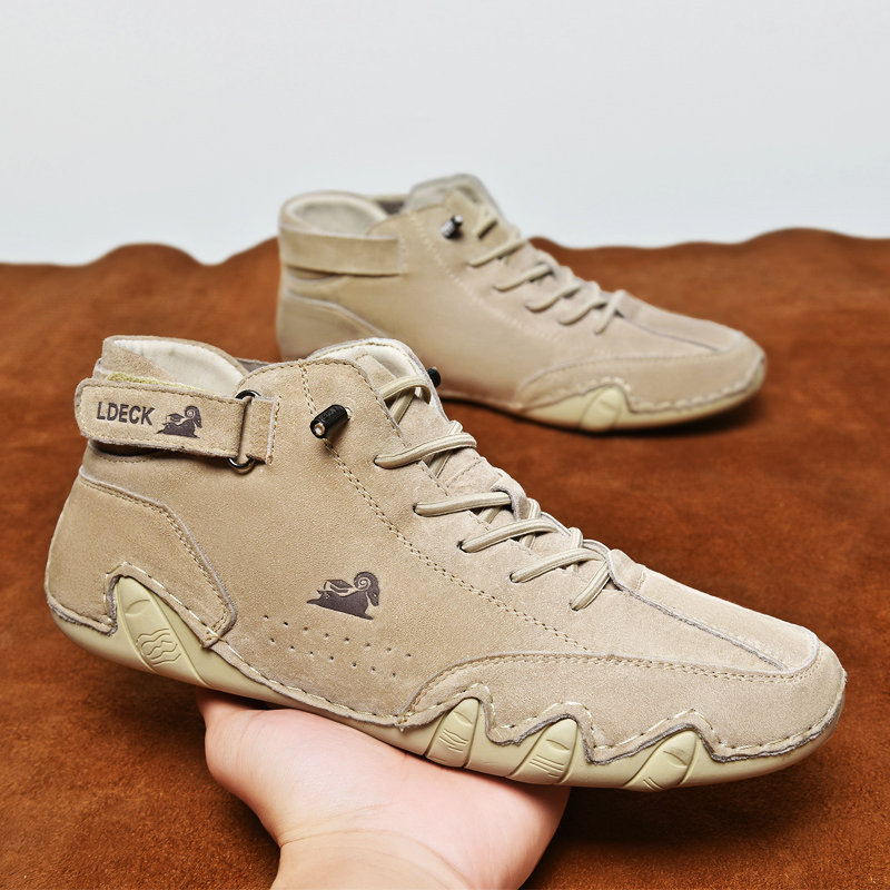 Last Day 50% OFF🔥Men's Handmade Outdoor Waterproof Suede Velcro High Boots