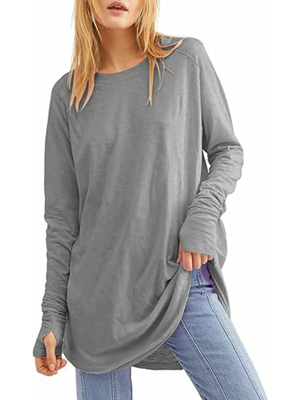 Women's Casual Loose T-Shirts with Thumb Holes 