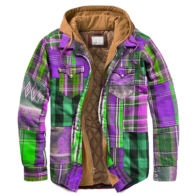 Mens Winter Plaid Thick Casual Jacket