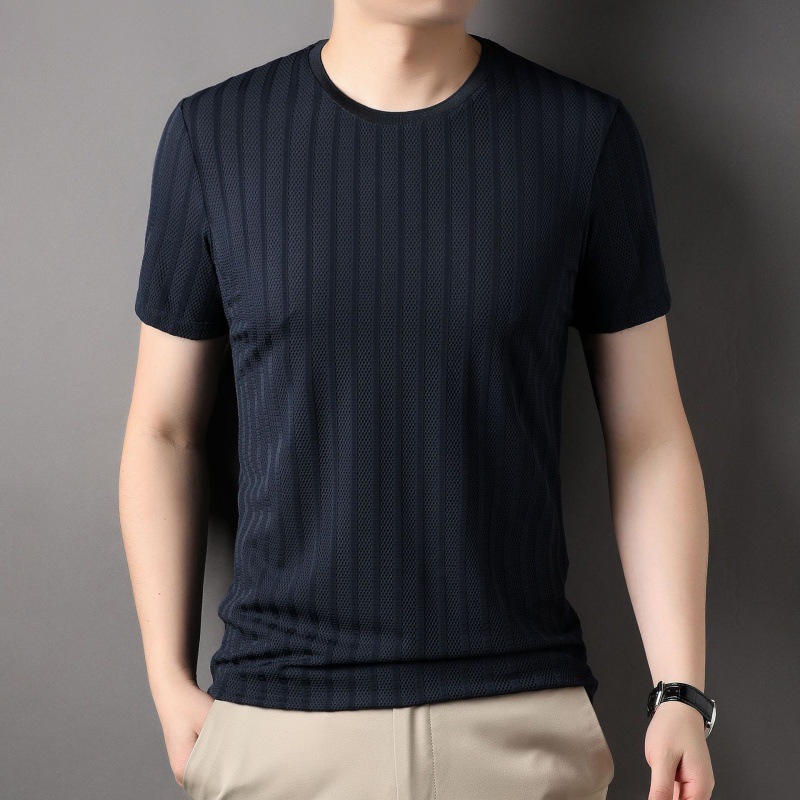 Men's summer ice silk round neck short sleeve T-shirt
