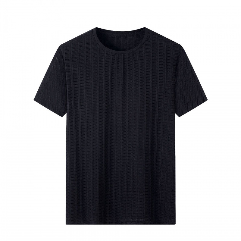 Men's summer ice silk round neck short sleeve T-shirt