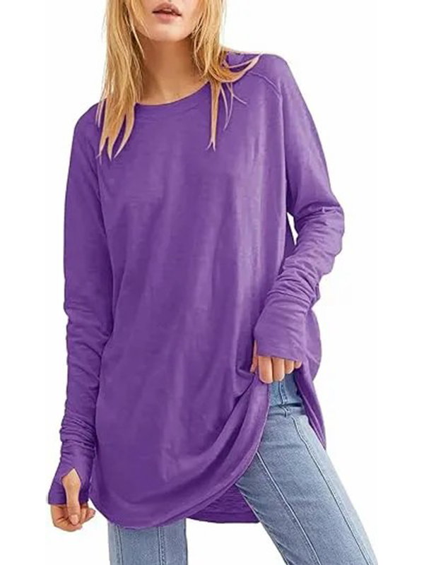 Women's Casual Loose T-Shirts with Thumb Holes 