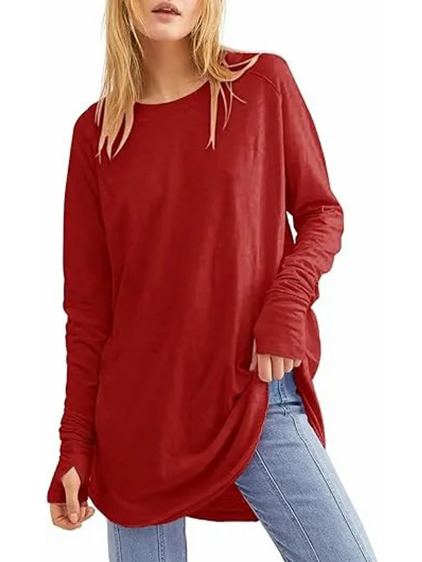 Women's Casual Loose T-Shirts with Thumb Holes 