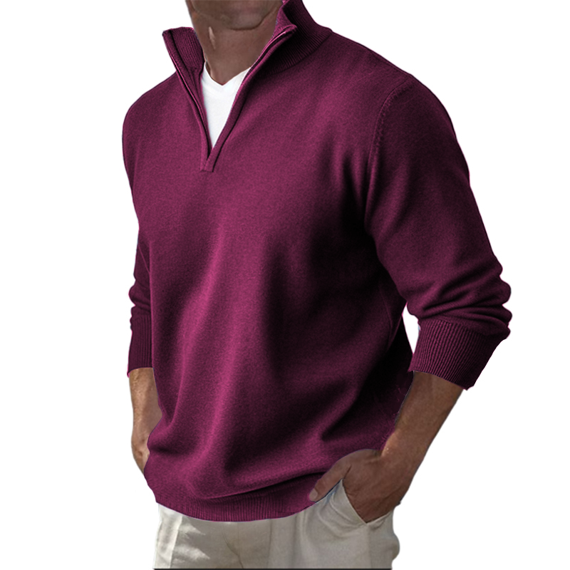 Men's Business Three-Quarter Zip Cotton Polo Shirt