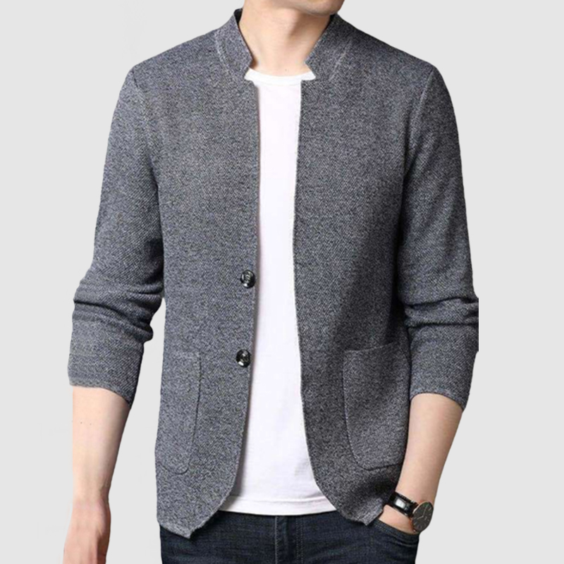 Men's Fashion Casual Lapel Two Wear Long Sleeve Cardigan