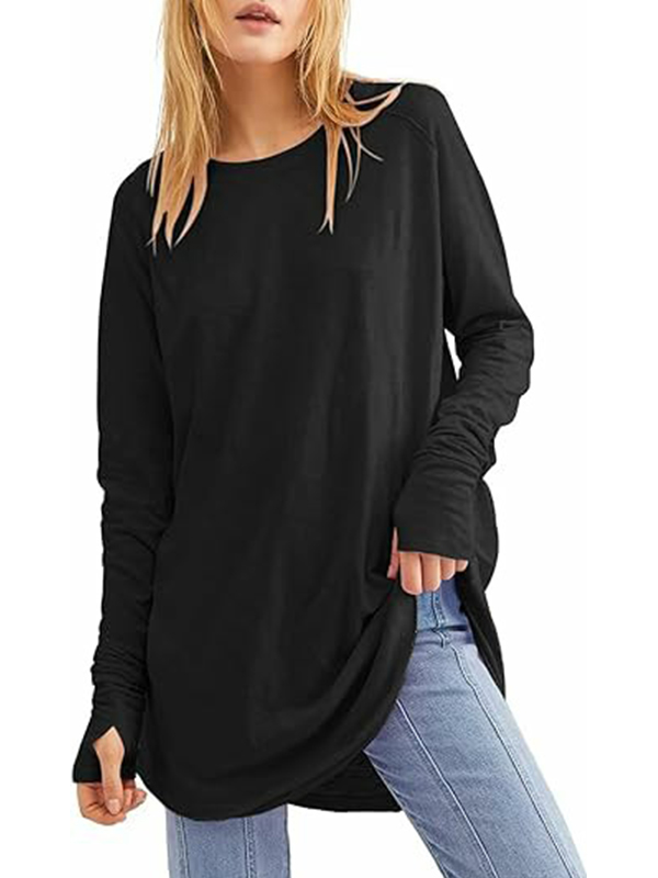 Women's Casual Loose T-Shirts with Thumb Holes 