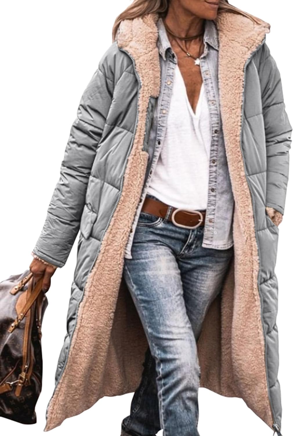 Women's 2024 Winter Fashion Clothes Oversized Shearling Fleece Long Coats Jackets