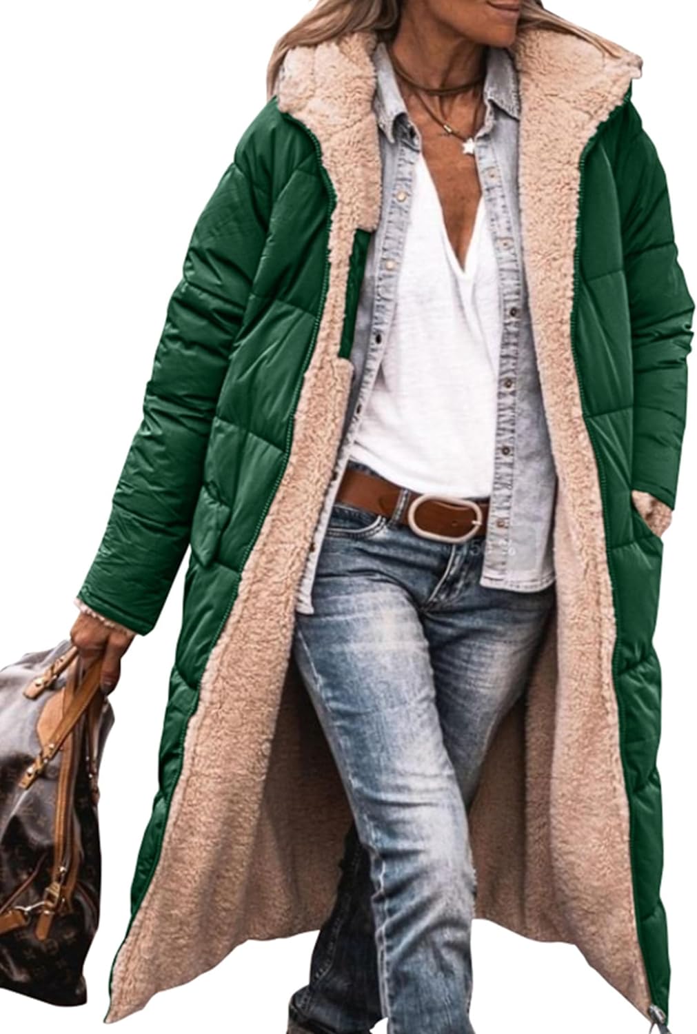 Women's 2024 Winter Fashion Clothes Oversized Shearling Fleece Long Coats Jackets