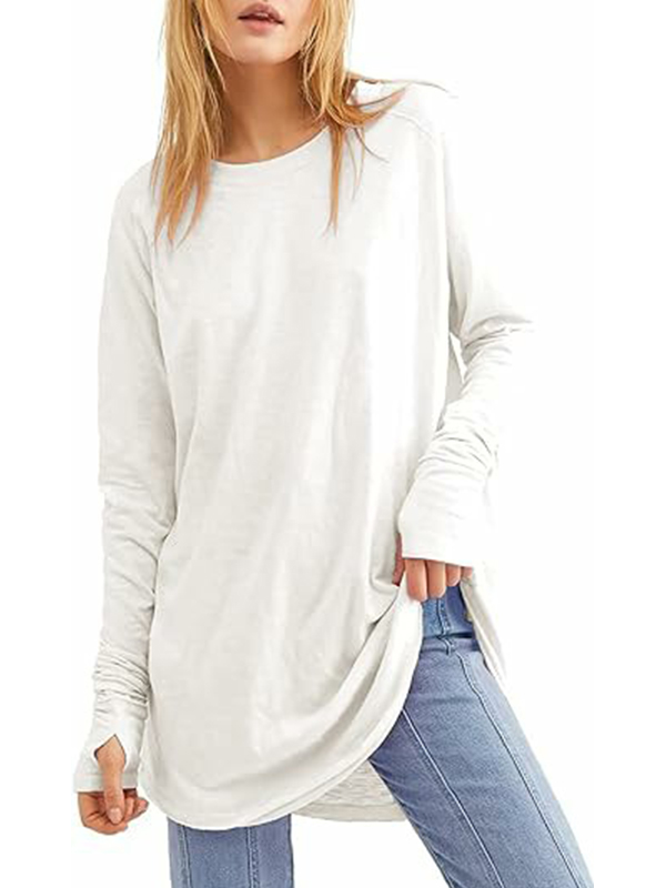 Women's Casual Loose T-Shirts with Thumb Holes 