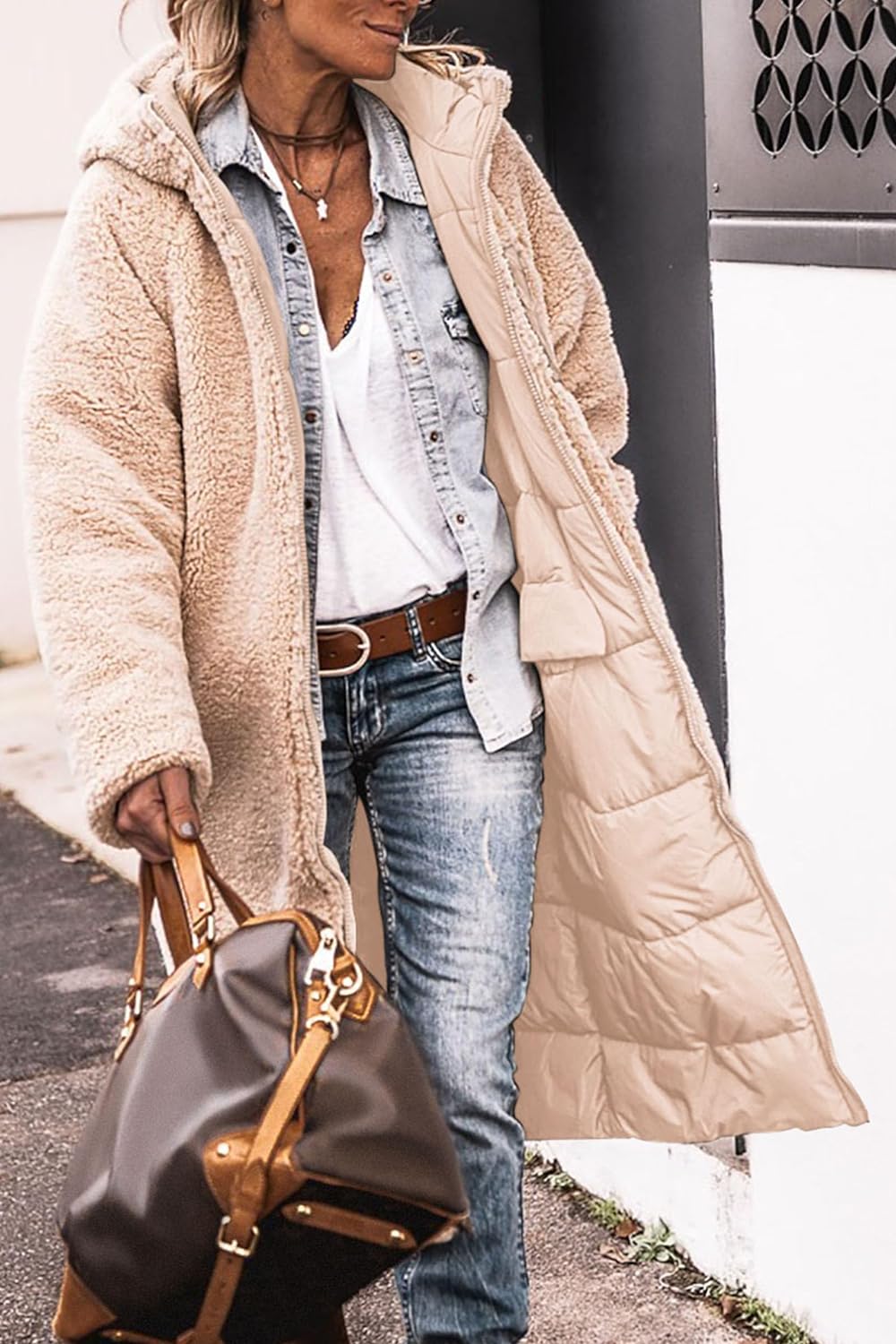 Women's 2024 Winter Fashion Clothes Oversized Shearling Fleece Long Coats Jackets