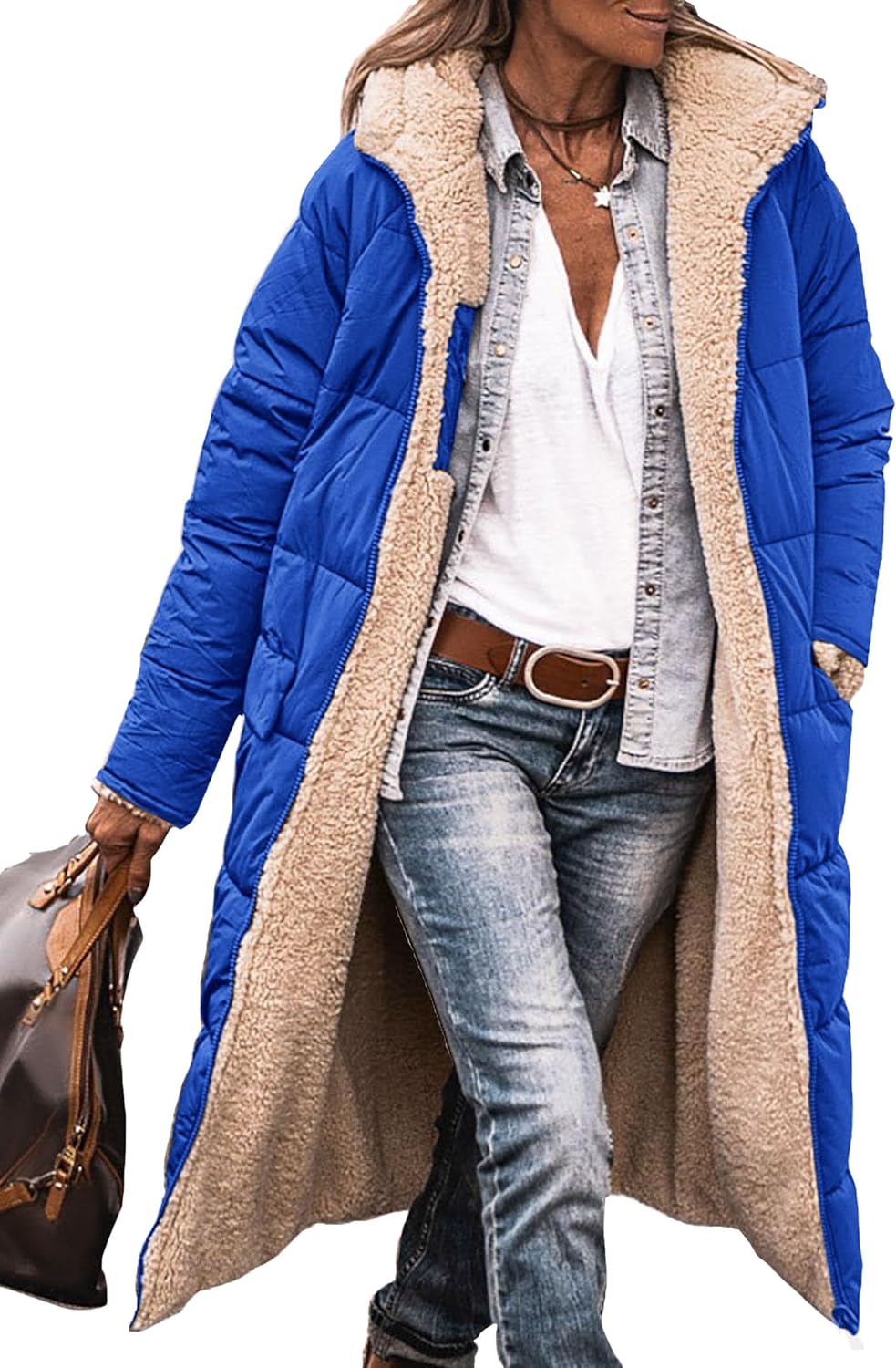 Women's 2024 Winter Fashion Clothes Oversized Shearling Fleece Long Coats Jackets