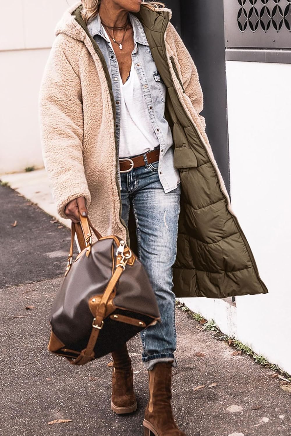 Women's 2024 Winter Fashion Clothes Oversized Shearling Fleece Long Coats Jackets