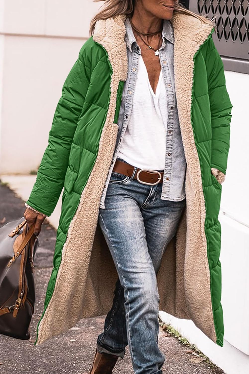 Women's 2024 Winter Fashion Clothes Oversized Shearling Fleece Long Coats Jackets