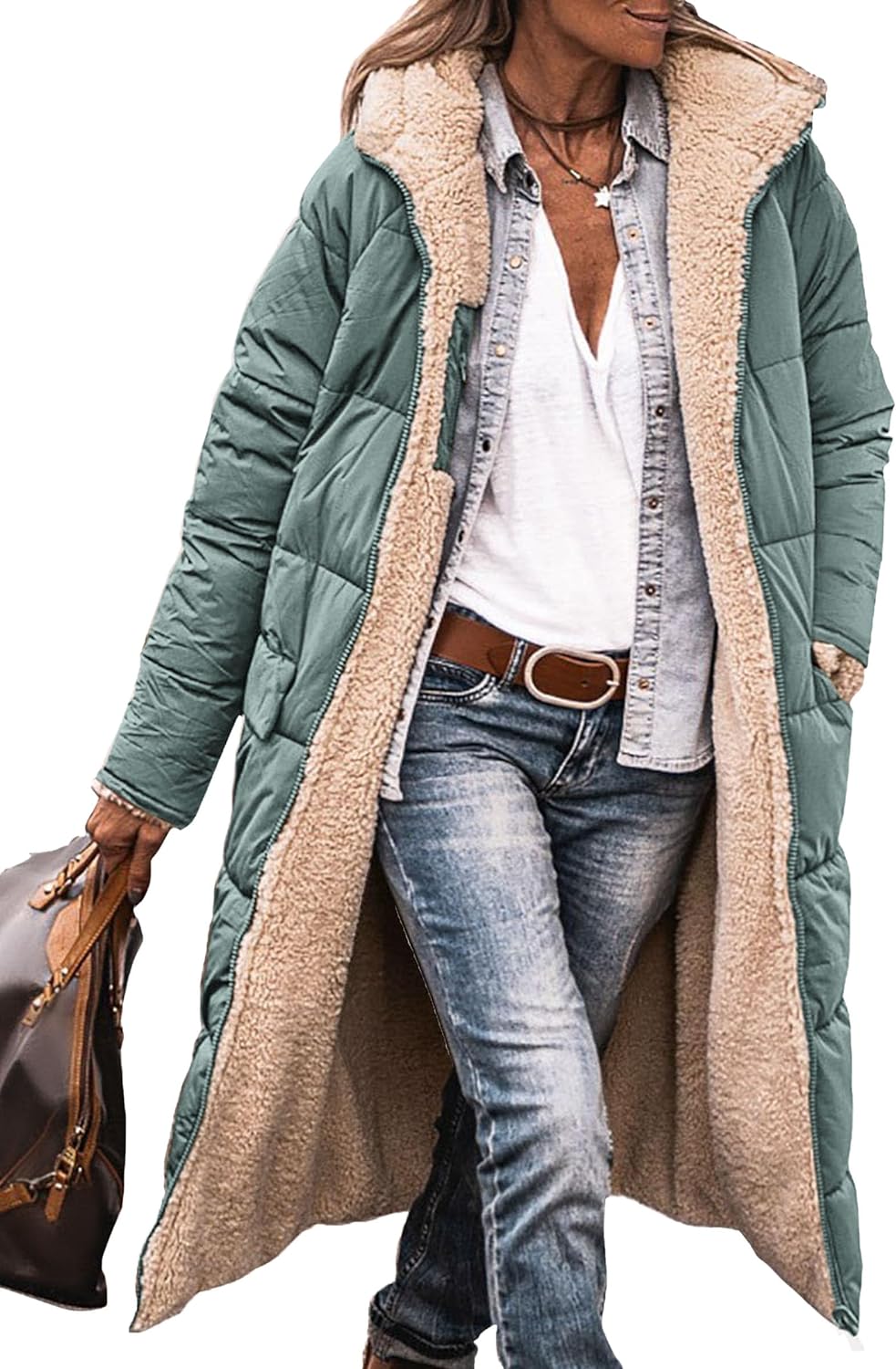Women's 2024 Winter Fashion Clothes Oversized Shearling Fleece Long Coats Jackets